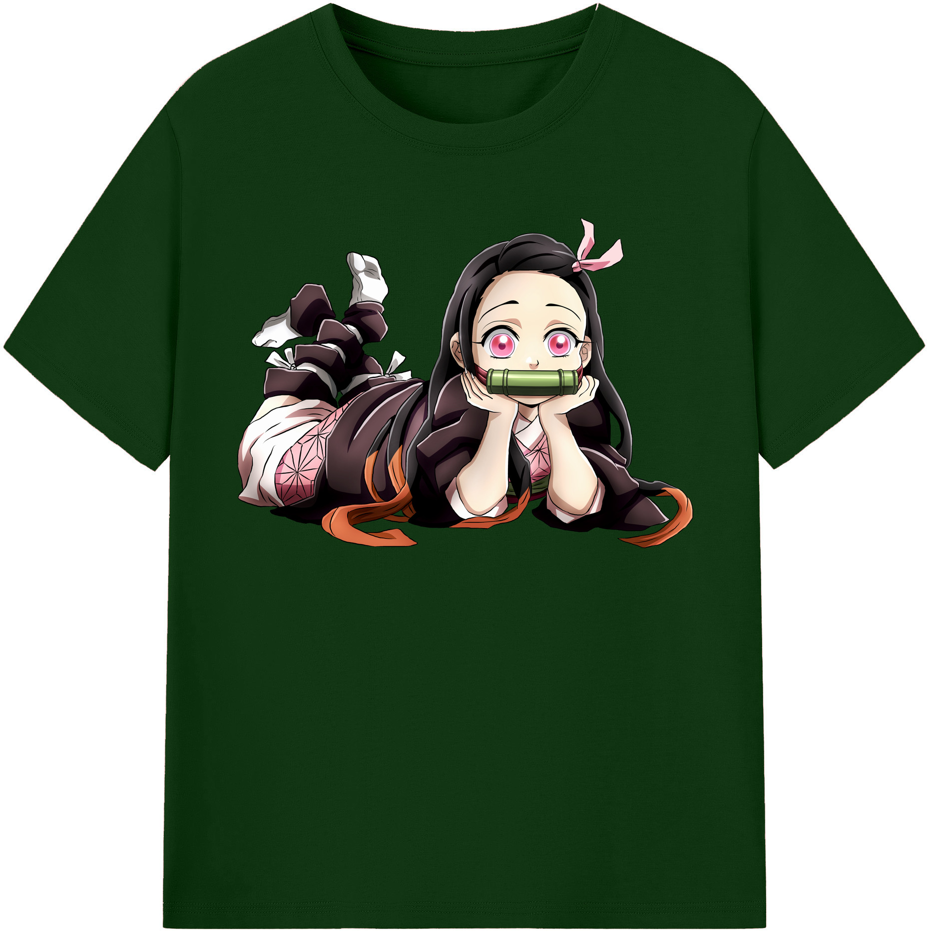 （画像用） 鬼滅の刃（きめつのやいば）竈門 禰󠄀豆子／かまど ねずこ Kamado Nezuko 綿100％半袖Tシャツ（フロントプリント）